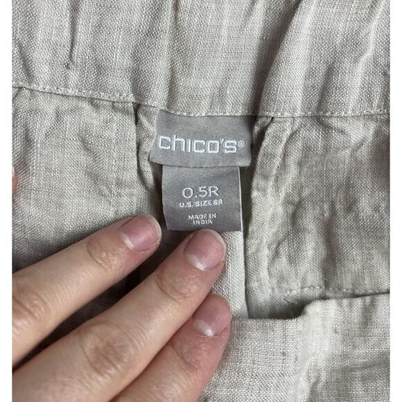 Chico’s Linen Ankle Straight Pants BeigevSize 6R Women’s - Picture 3 of 6